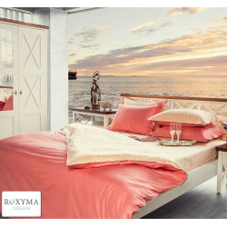 Комплект спално бельо ПАМУЧЕН сатен ПРАСКОВА/КОРАЛ